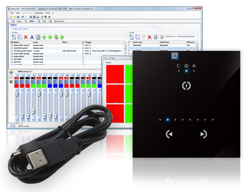 STICK-GU2(128ch, USB, GLASS, 3 BUTTONS, 8 SCENES)